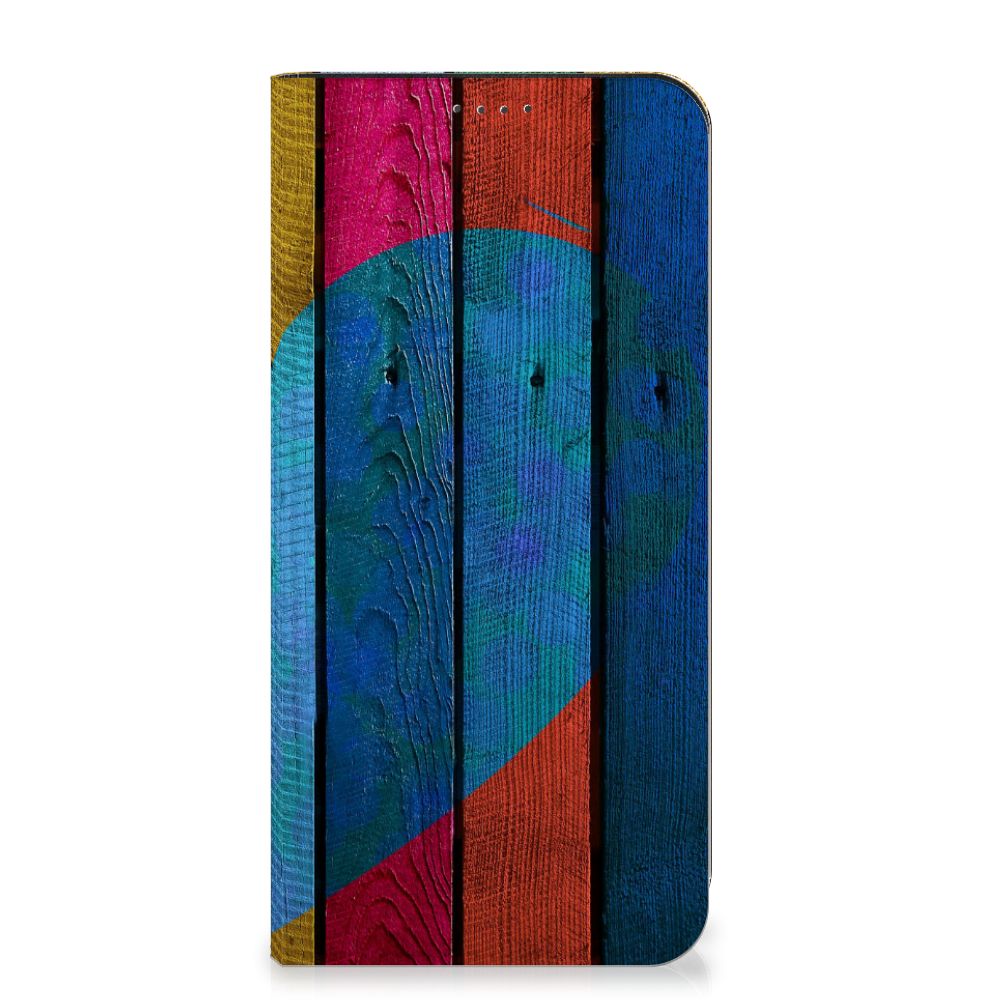 Fairphone 5 Book Wallet Case Wood Heart - Cadeau voor je Vriend