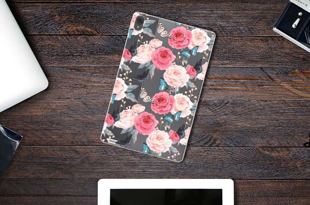 Lenovo Tab P11 | P11 Plus Siliconen Hoesje Butterfly Roses - B2C Telecom