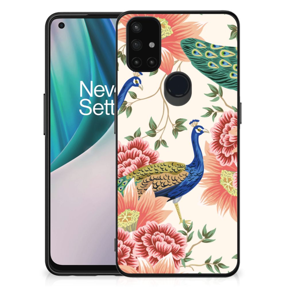 Dierenprint Telefoonhoesje voor OnePlus Nord N10 5G Pink Peacock B2C Telecom