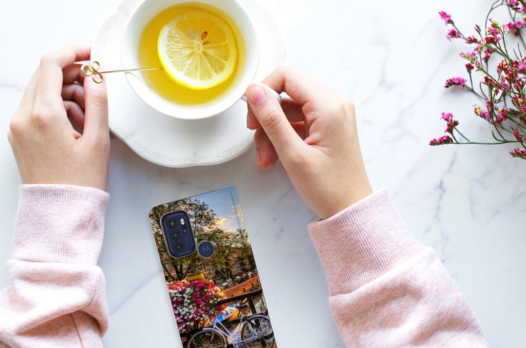 Motorola Moto G60s Book Cover Amsterdamse Grachten - B2C Telecom