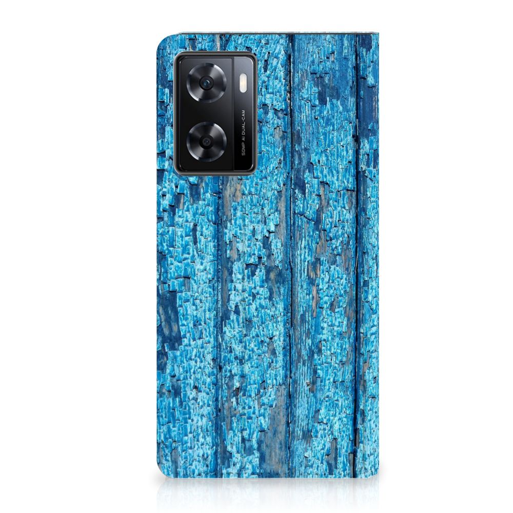 OPPO A57 | A57s | A77 4G Book Wallet Case Wood Blue - B2C Telecom