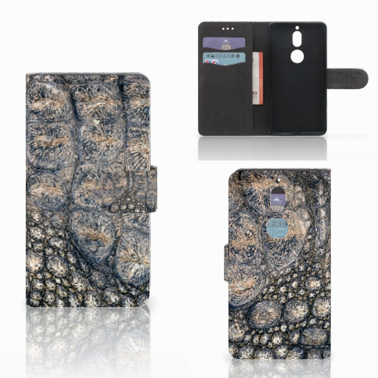 Nokia 7 Telefoonhoesje met Pasjes Krokodillenprint