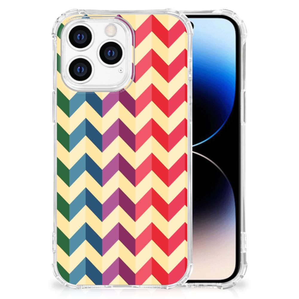 iPhone 14 Pro Doorzichtige Silicone Hoesje Zigzag Multi Color B2C Telecom