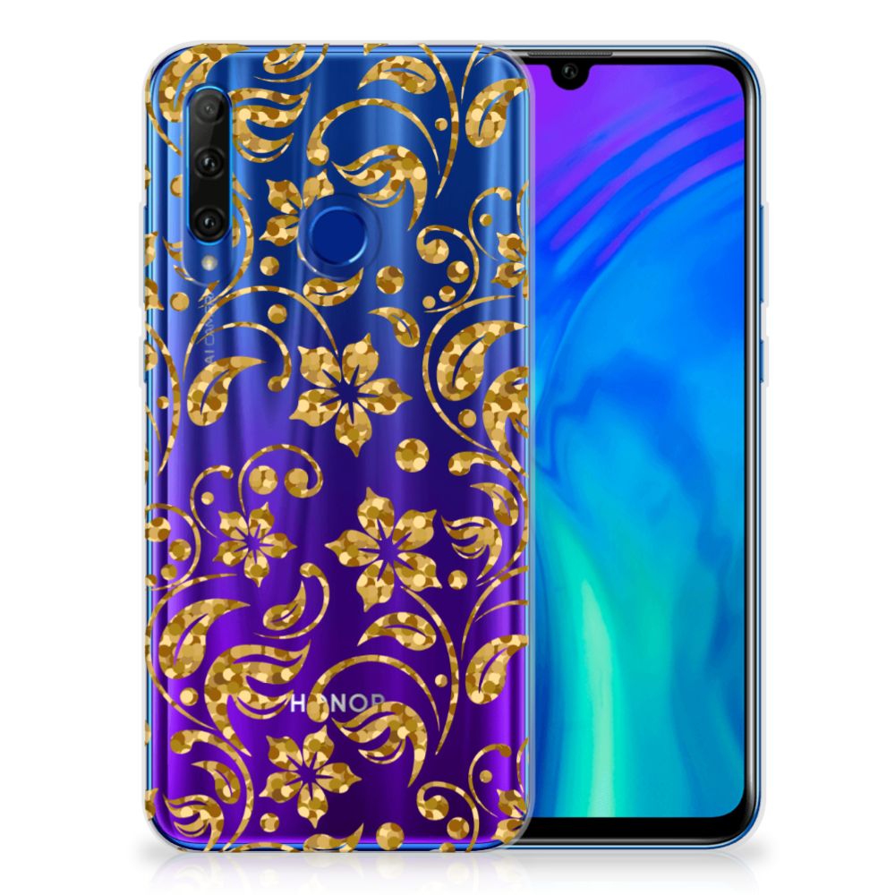 Honor 20 Lite TPU Case Gouden Bloemen