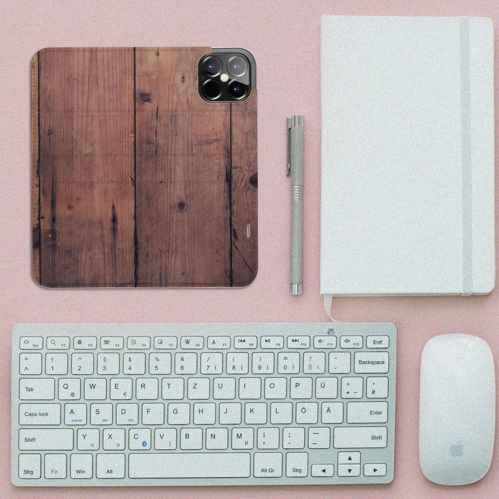 iPhone 12 Pro Max Book Wallet Case Old Wood - B2C Telecom