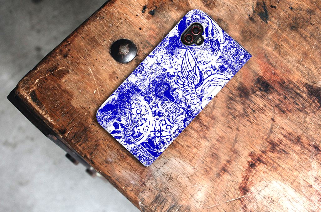 Mobiel BookCase Samsung Galaxy Xcover 6 Pro Angel Skull Blauw - B2C Telecom