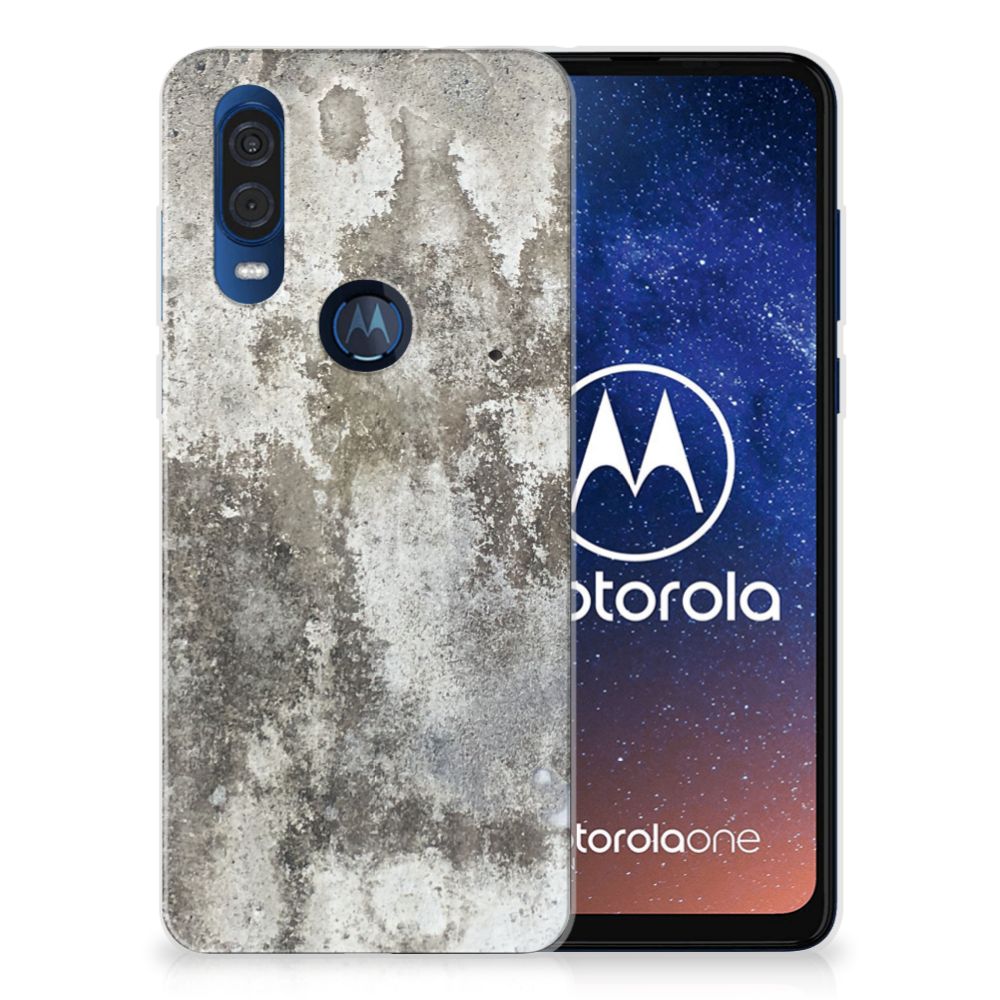 Motorola One Vision TPU Siliconen Hoesje Beton Print