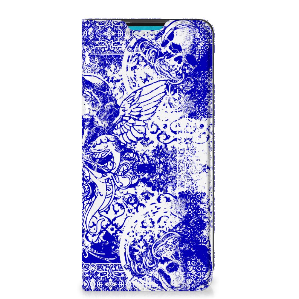 Mobiel BookCase Samsung Galaxy A73 Angel Skull Blauw - B2C Telecom