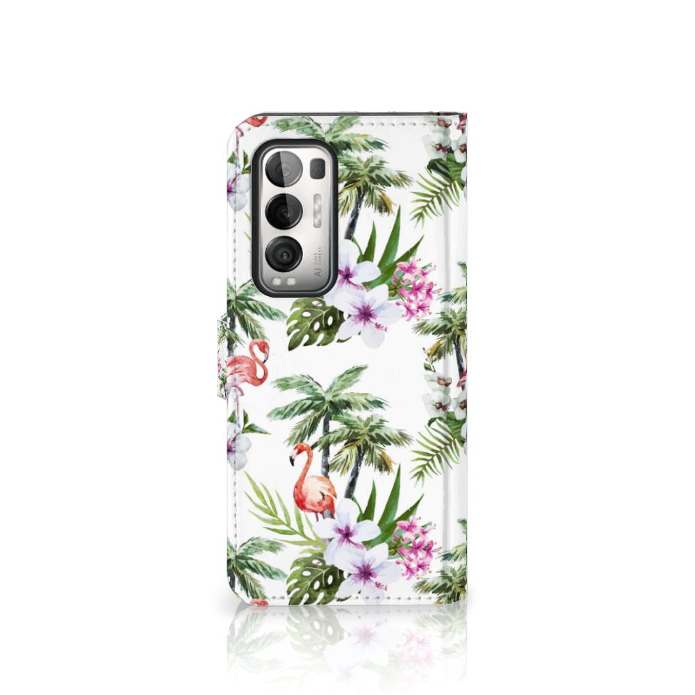 OPPO Find X3 Neo 5G Telefoonhoesje met Pasjes Flamingo Palms