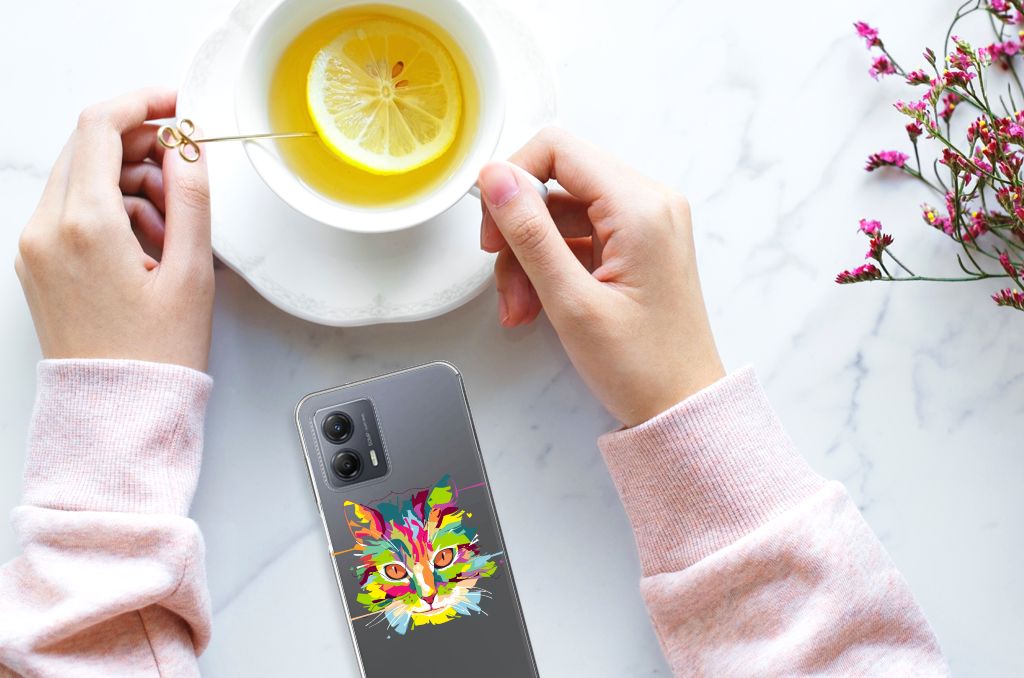 Motorola Moto G53 Telefoonhoesje met Naam Cat Color