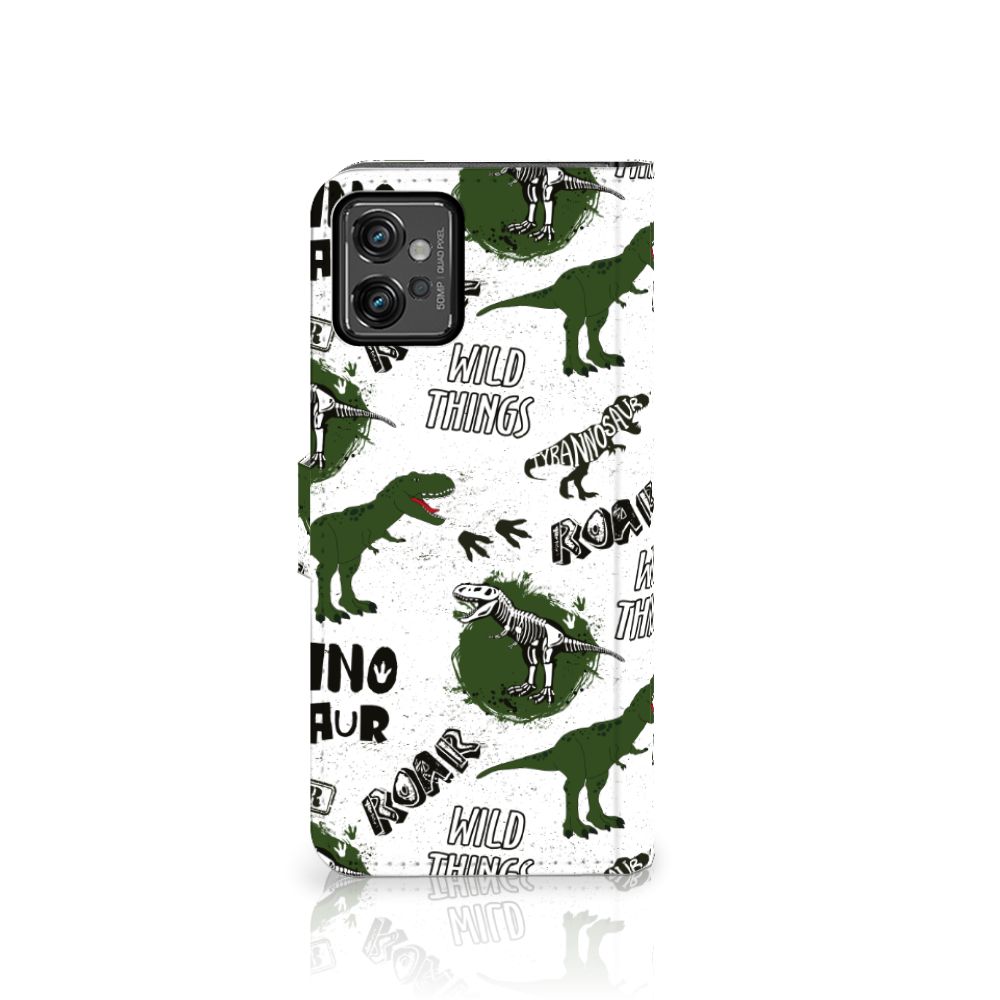 Telefoonhoesje met Pasjes voor Motorola Moto G32 Dinosaurus