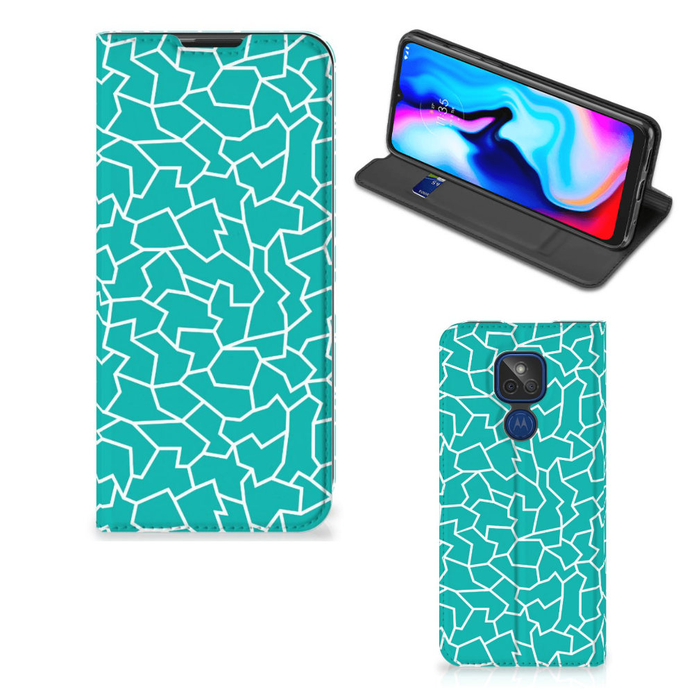 Motorola Moto G9 Play Bookcase Cracks Blue - B2C Telecom