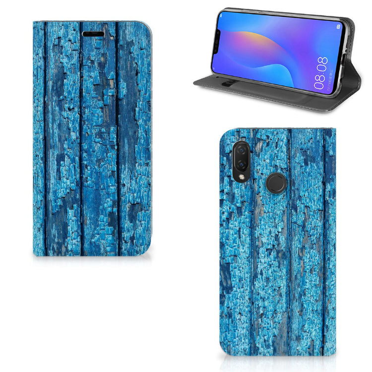 Huawei P Smart Plus Book Wallet Case Wood Blue