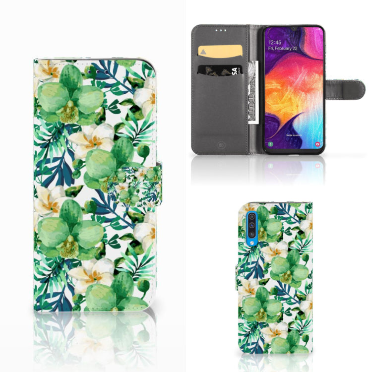 Samsung Galaxy A50 Hoesje Orchidee Groen