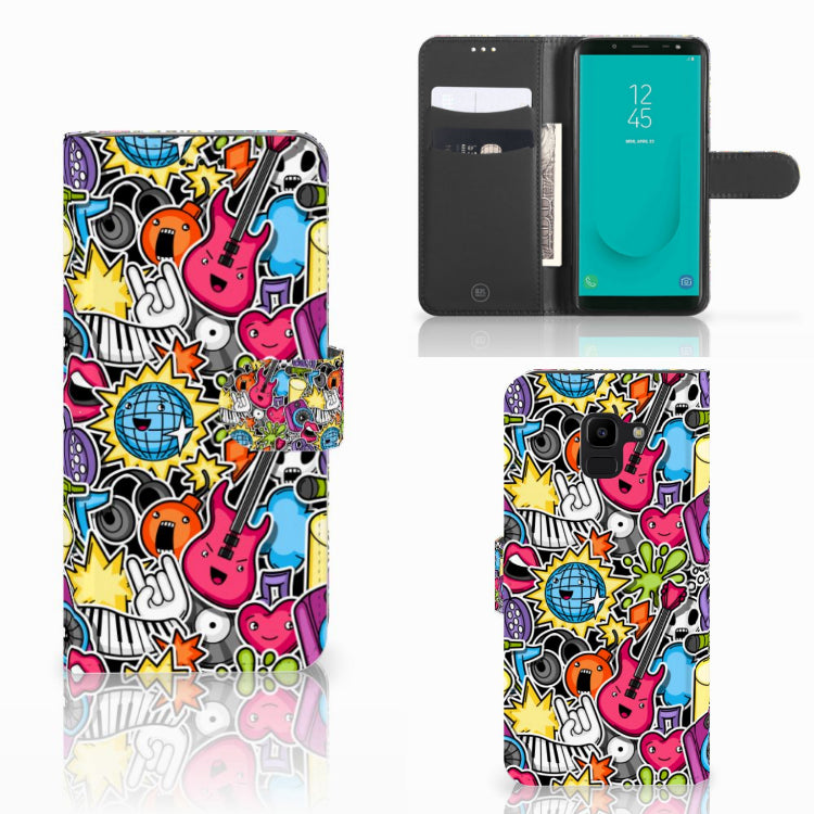 Samsung Galaxy J6 2018 Wallet Case met Pasjes Punk Rock