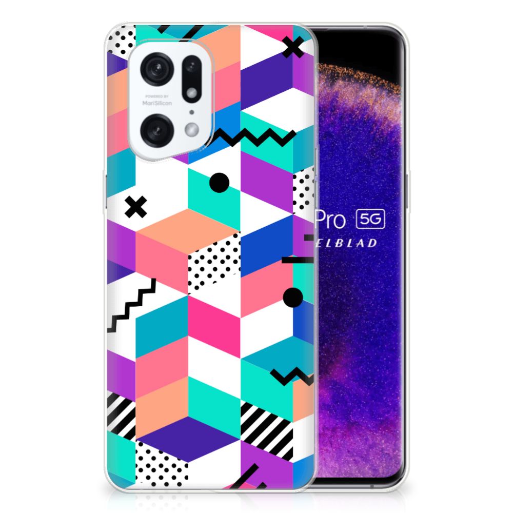 OPPO Find X5 Pro TPU Hoesje Blokken Kleurrijk