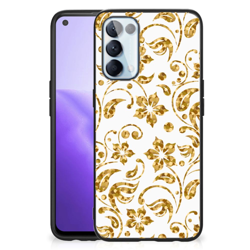 OPPO Reno5 5G | Find X3 Lite Bloemen Hoesje Gouden Bloemen