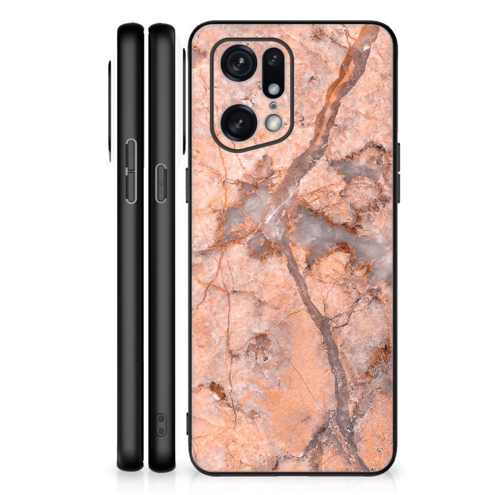 OPPO Find X5 Pro Marmeren Print Telefoonhoesje Marmer Oranje