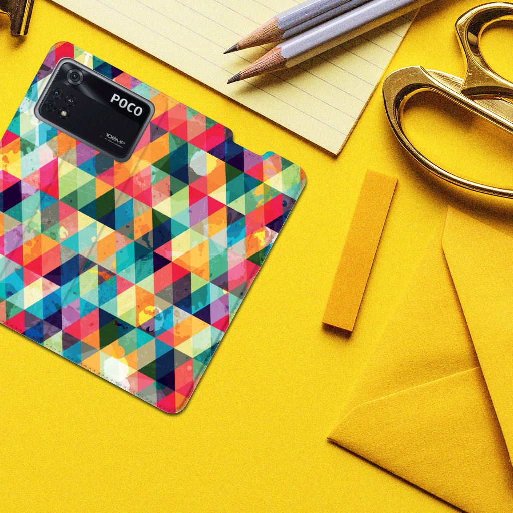 Poco X4 Pro 5G Hoesje met Magneet Geruit - B2C Telecom