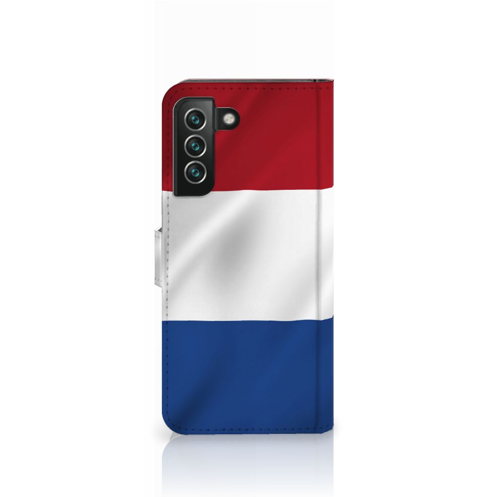 Samsung Galaxy S22 Plus Bookstyle Case Nederlandse Vlag met een artistiek ontwerp van de Nederlandse vlag.