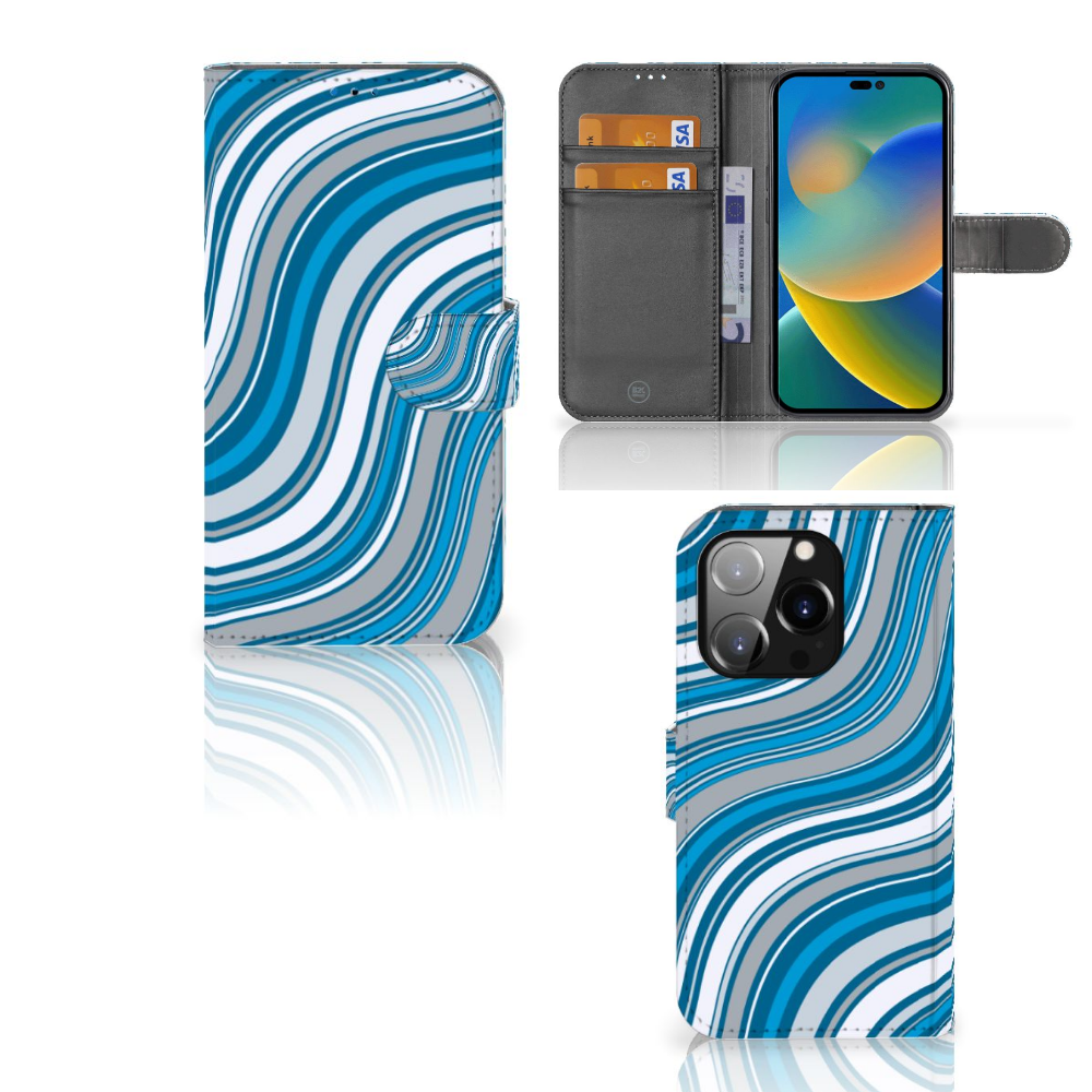 iPhone 14 Pro Telefoon Hoesje Waves Blue met golvend blauw design voor optimale bescherming 📱