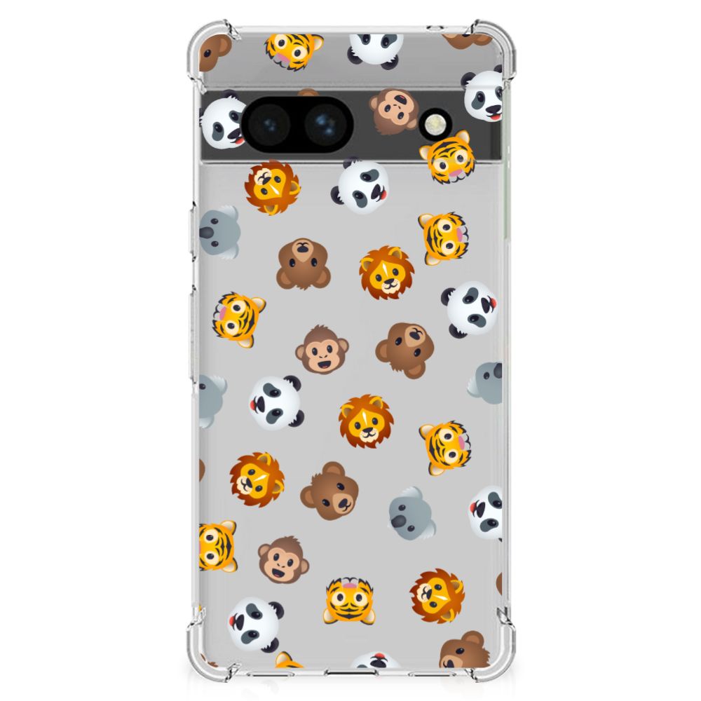 Doorzichtige Silicone Hoesje voor Google Pixel 7A Dieren Emojis