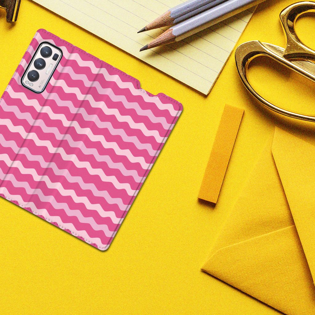 OPPO Find X3 Neo Hoesje met Magneet Waves Pink - B2C Telecom