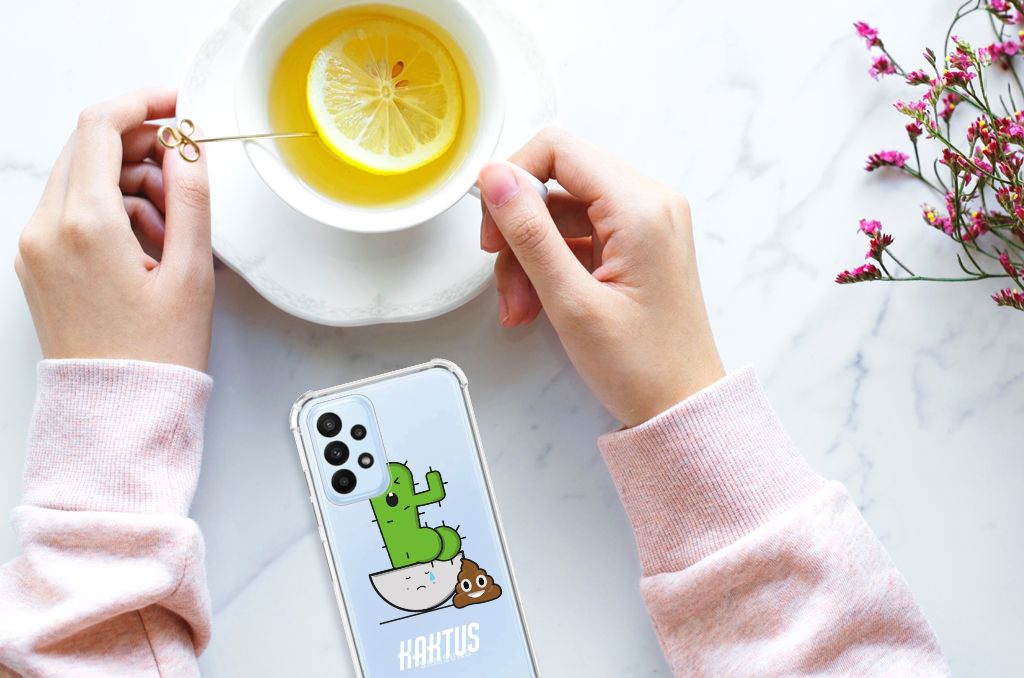 Samsung Galaxy A23 Stevig Bumper Hoesje Cactus Poo - B2C Telecom
