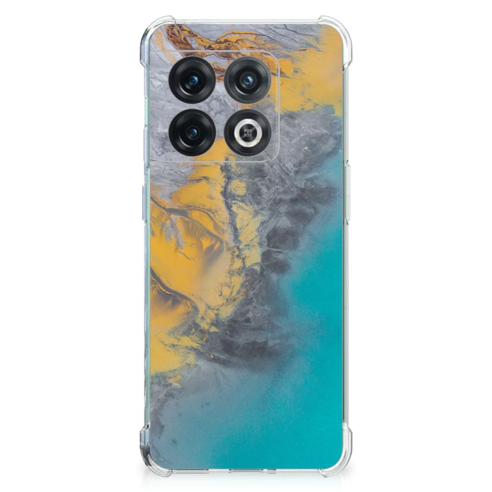 OnePlus 10 Pro Anti-Shock Hoesje Marble Blue Gold