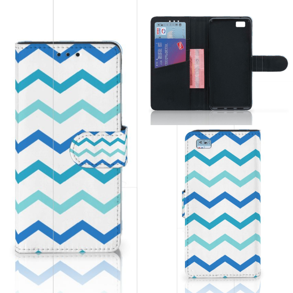 Huawei Ascend P8 Lite Telefoon Hoesje Zigzag Blauw