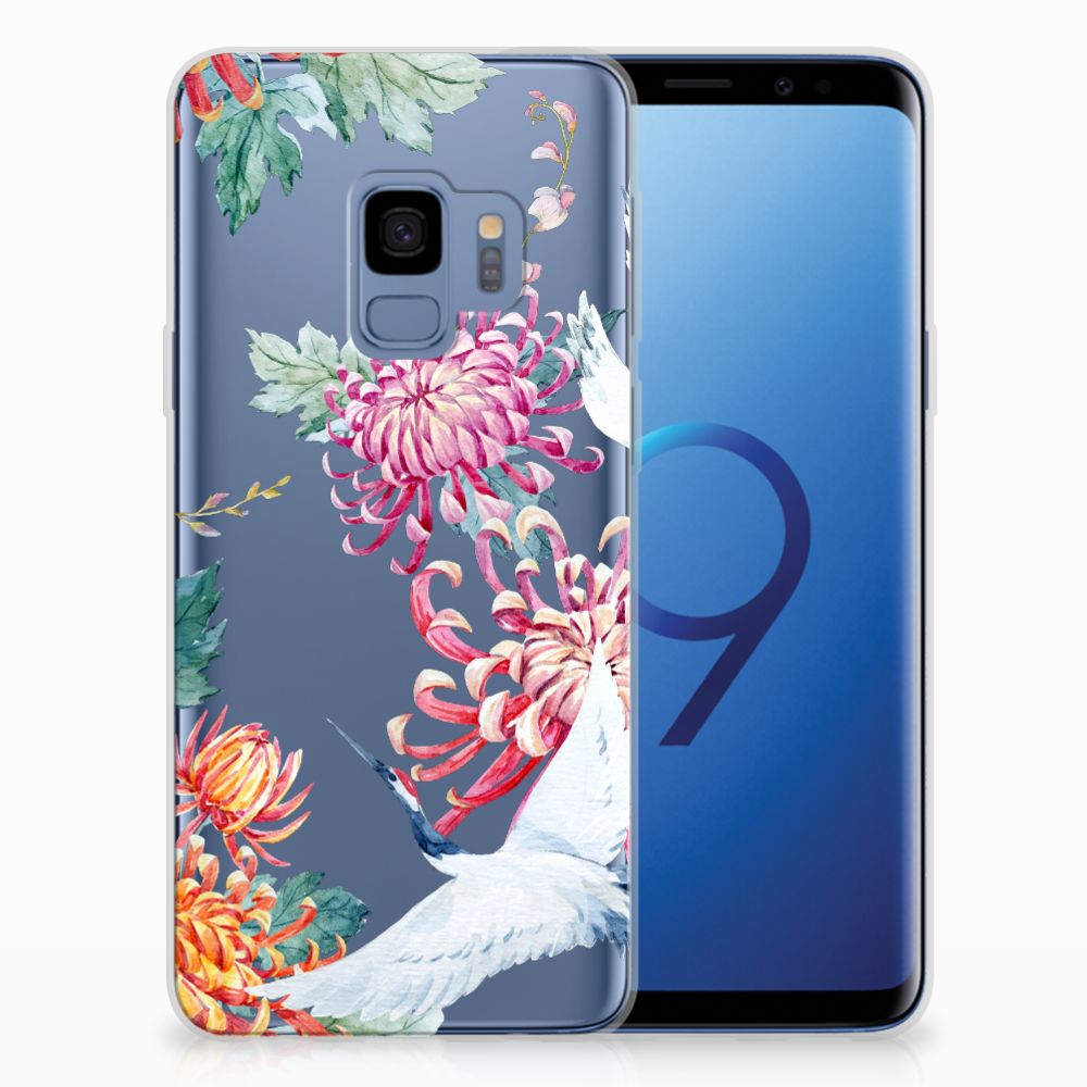 Samsung Galaxy S9 TPU Hoesje Bird Flowers