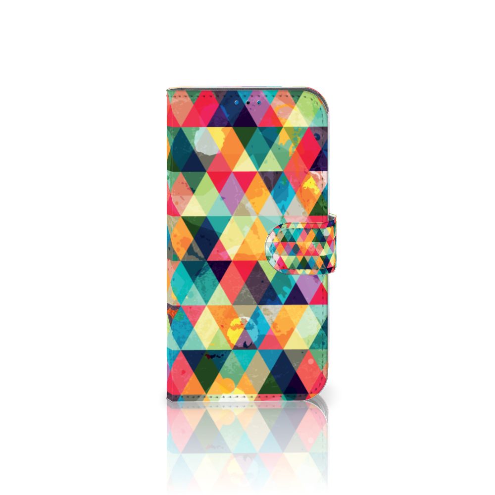 iPhone 14 Pro Telefoon Hoesje Geruit, kleurrijk hoestr ontwerp met geometrische vormen voor stijl en bescherming.