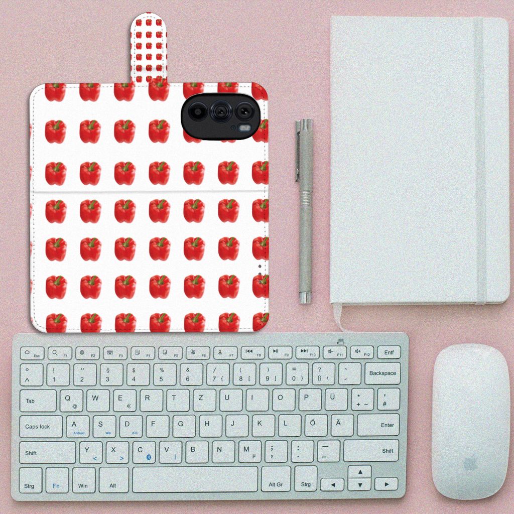 Motorola Edge 30 Pro Book Cover Paprika Red