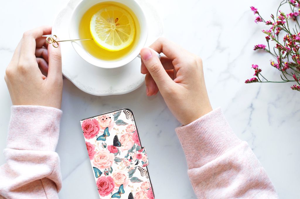 Samsung Galaxy S7 Edge Hoesje Butterfly Roses
