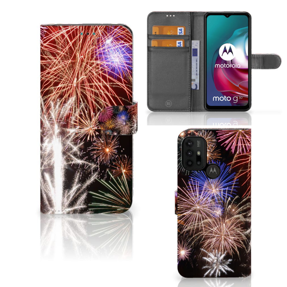 Motorola Moto G10 | G20 | G30 Wallet Case met Pasjes Vuurwerk