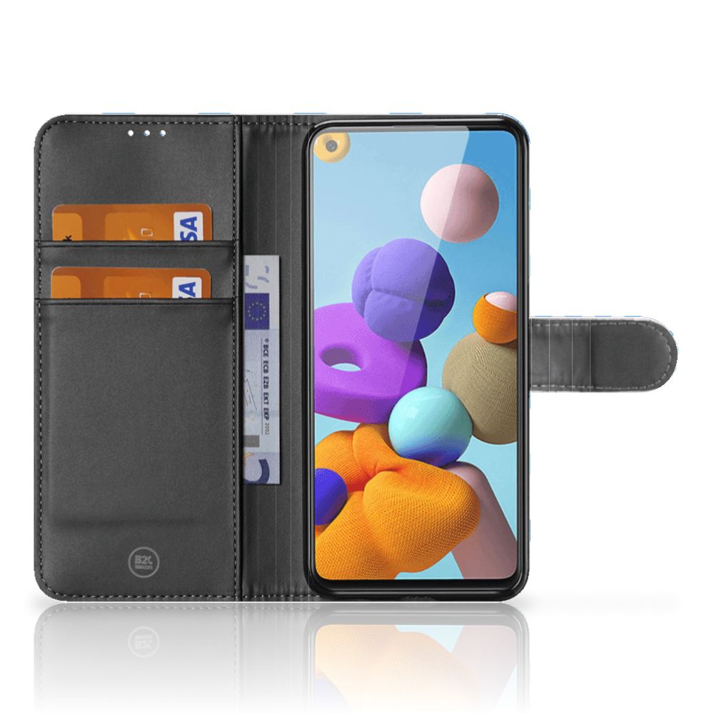 Samsung Galaxy A21s Telefoon Hoesje Zigzag Blauw