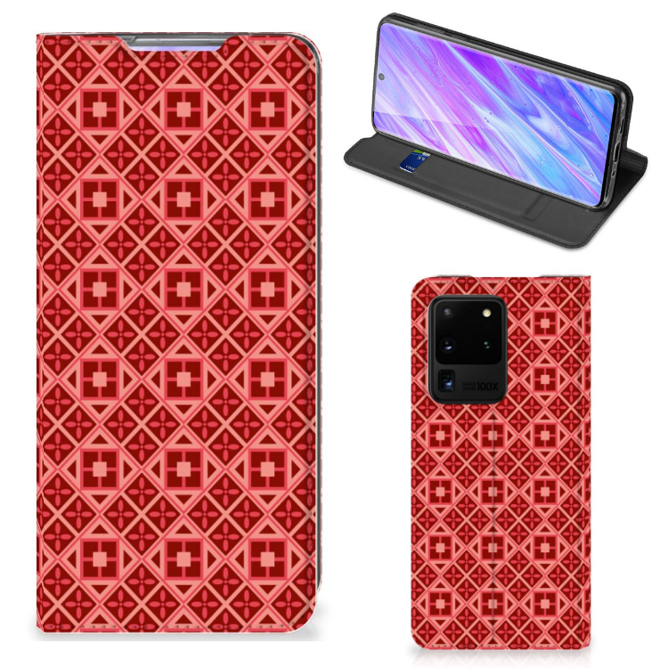 Samsung Galaxy S20 Ultra Hoesje met Magneet Batik Rood - B2C Telecom
