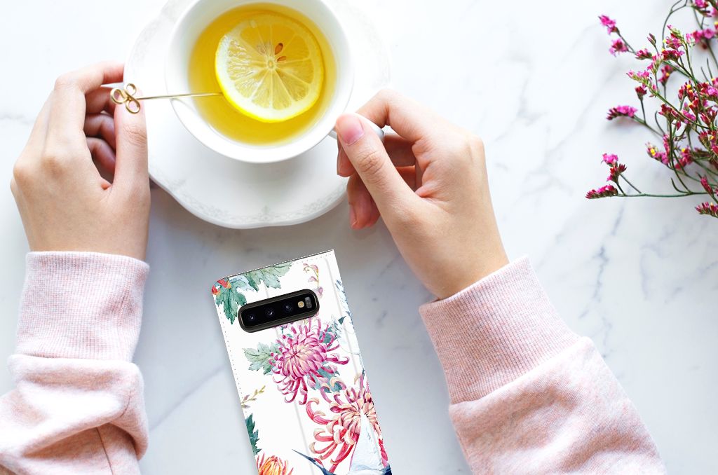 Samsung Galaxy S10 Hoesje maken Bird Flowers