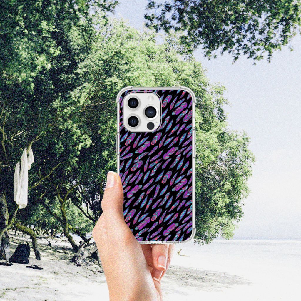 iPhone 13 Pro Max Doorzichtige Silicone Hoesje Feathers Color - B2C Telecom
