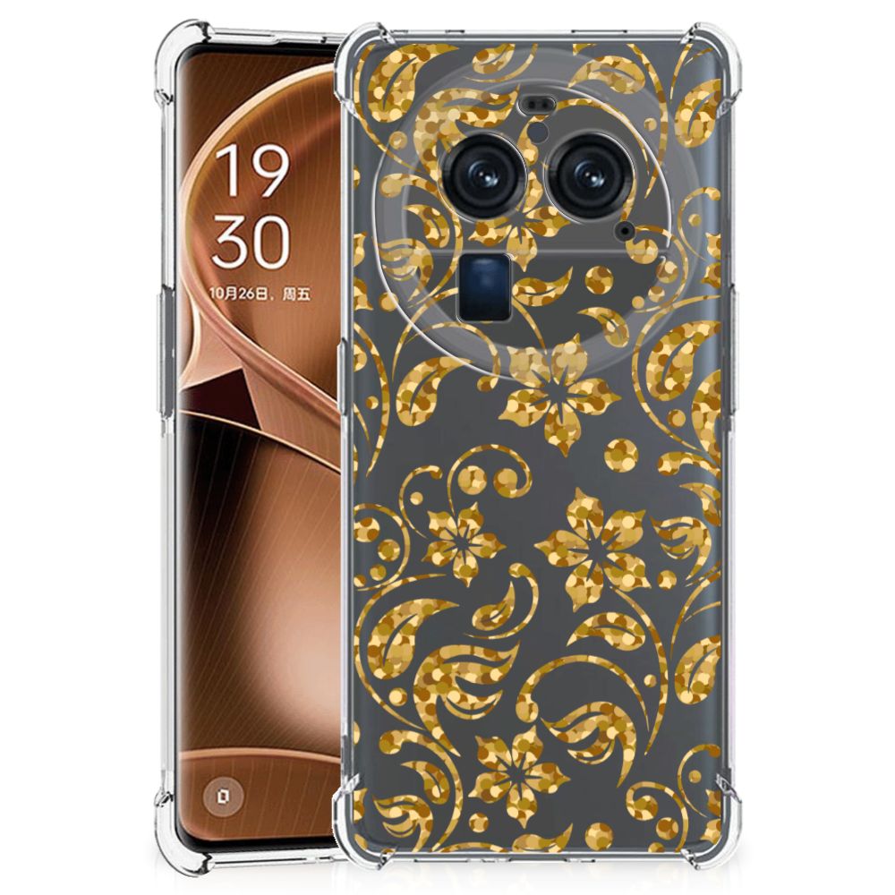 OPPO Find X6 Pro Case Gouden Bloemen
