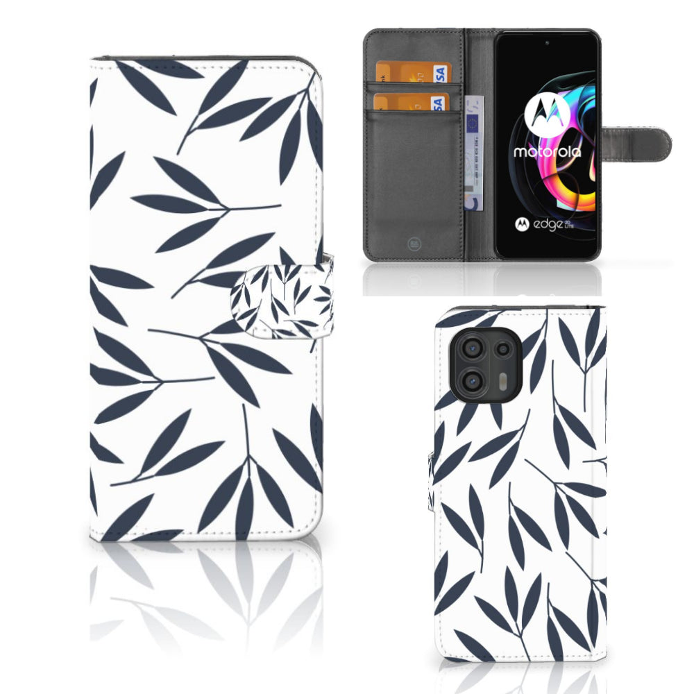 Motorola Edge 20 Lite Hoesje Leaves Blue