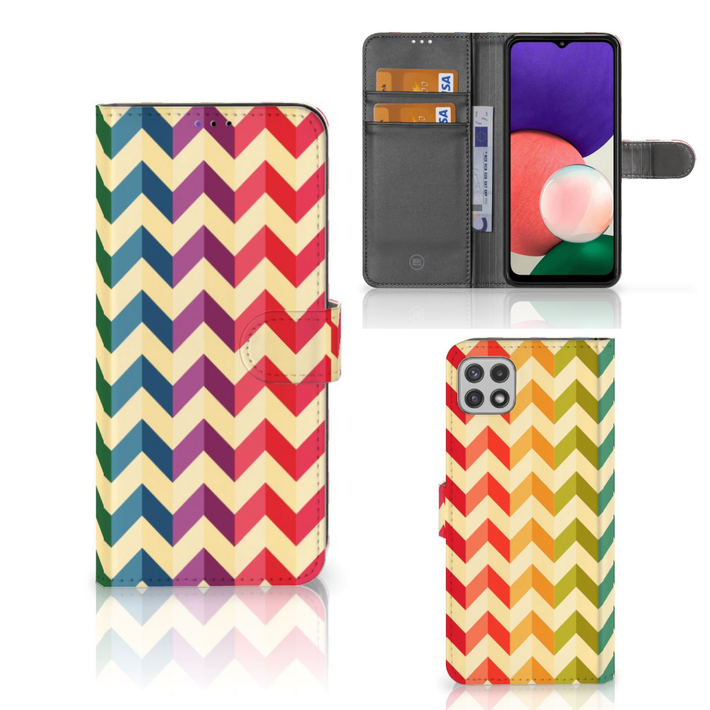 Samsung Galaxy A22 5G Telefoon Hoesje Zigzag Multi Color