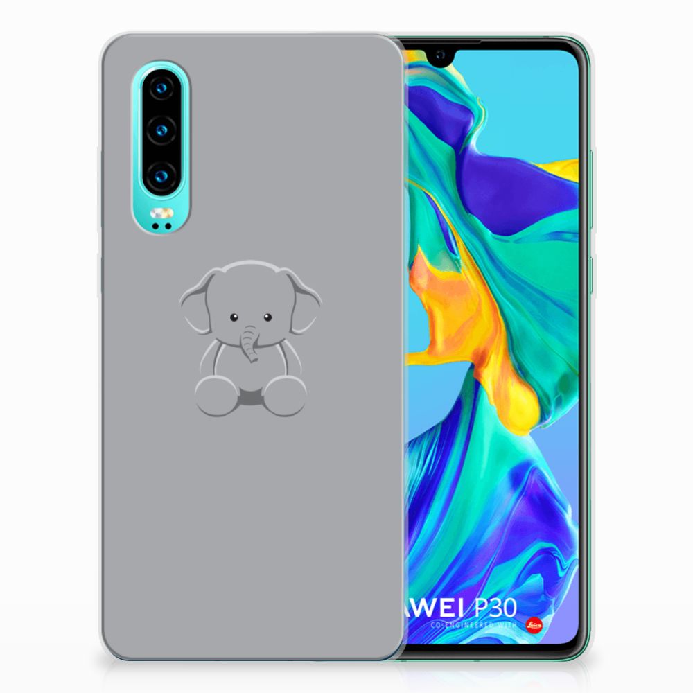 Huawei P30 Telefoonhoesje met Naam Grijs Baby Olifant