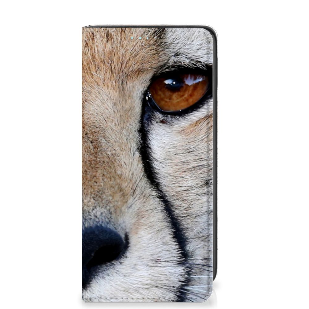 Samsung Galaxy A41 Hoesje maken Cheetah close-up van jachtluipaard oog en snuit met cheetah print