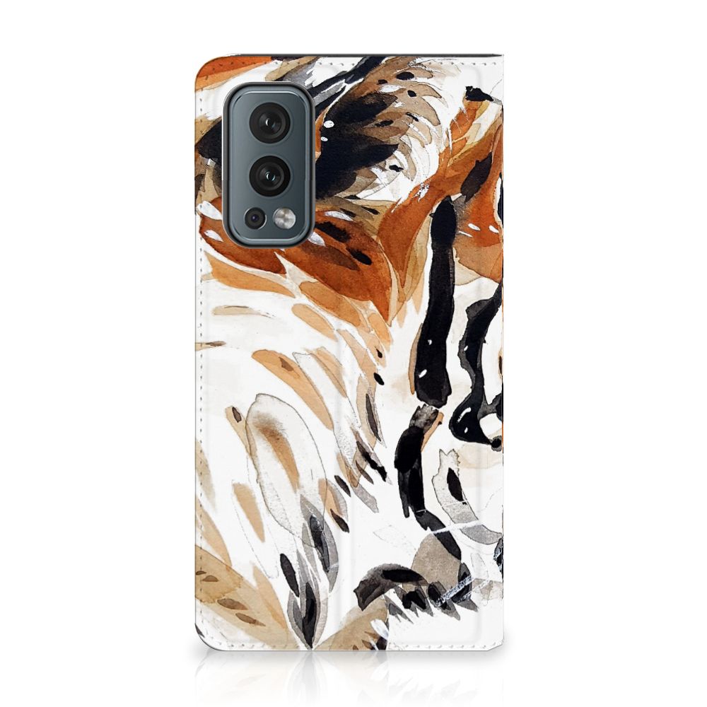 Bookcase OnePlus Nord 2 5G Watercolor Tiger - B2C Telecom