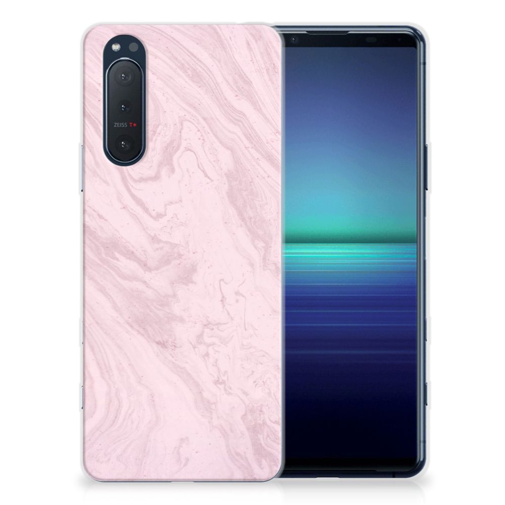 Sony Xperia 5II TPU Siliconen Hoesje Marble Pink - Origineel Cadeau Vriendin