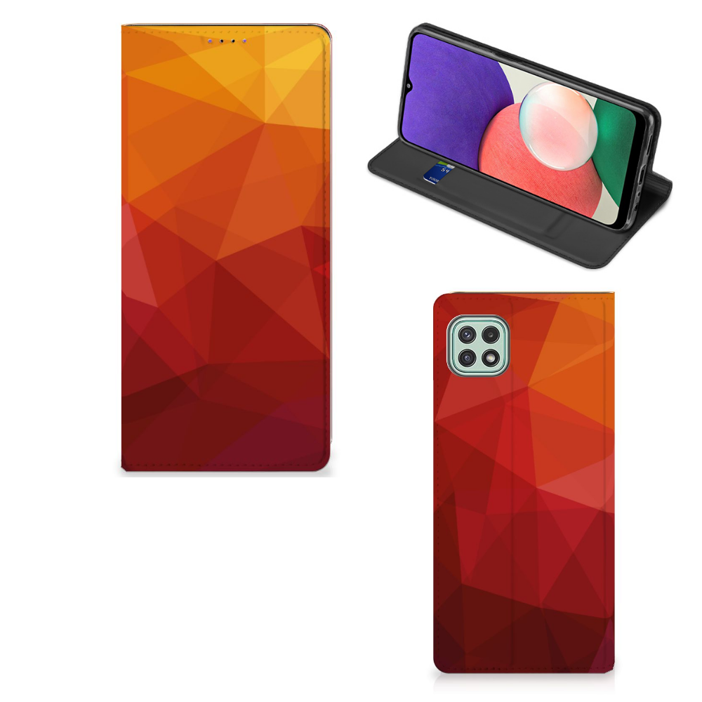 Stand Case voor Samsung Galaxy A22 5G Polygon Red - B2C Telecom