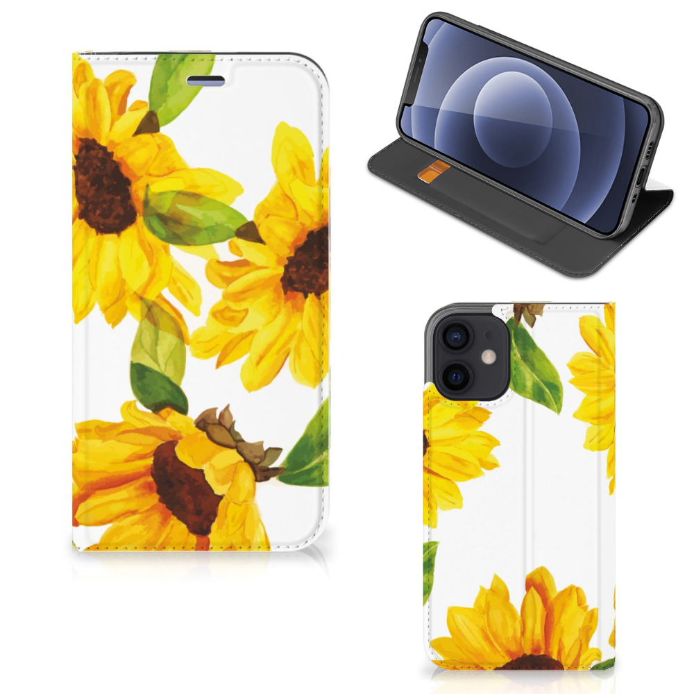 Smart Cover voor iPhone 12 Mini Zonnebloemen - B2C Telecom