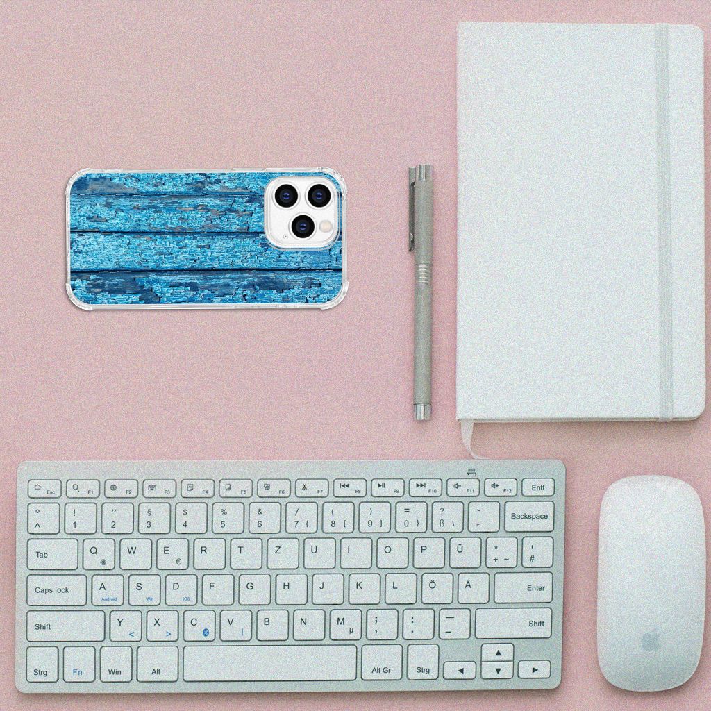 iPhone 14 Pro Stevig Telefoonhoesje Wood Blue B2C Telecom