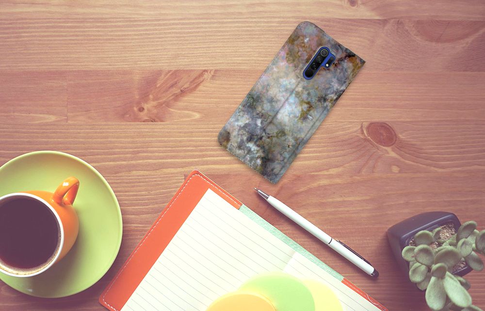 Xiaomi Redmi 9 Standcase Marmer Grijs - B2C Telecom